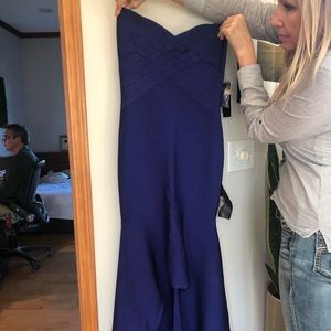 Blue Guess Floor Length Strapless Gown